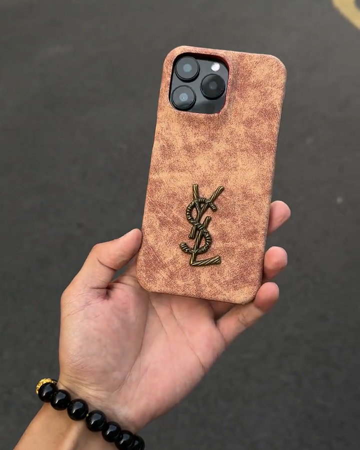 聖羅蘭扎染立標翻毛皮手機殼